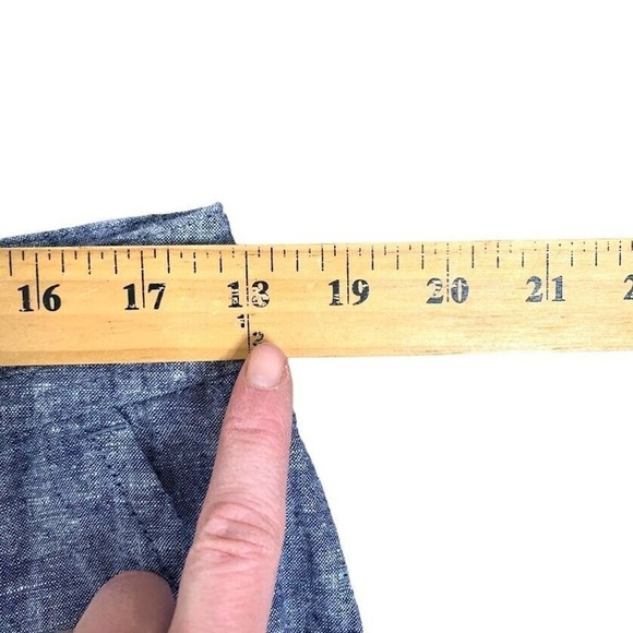 DULUTH Hemp Organic Cotton Pants Drawstring Blue Chambray Womens Size 18 Pockets - Picture 8 of 10